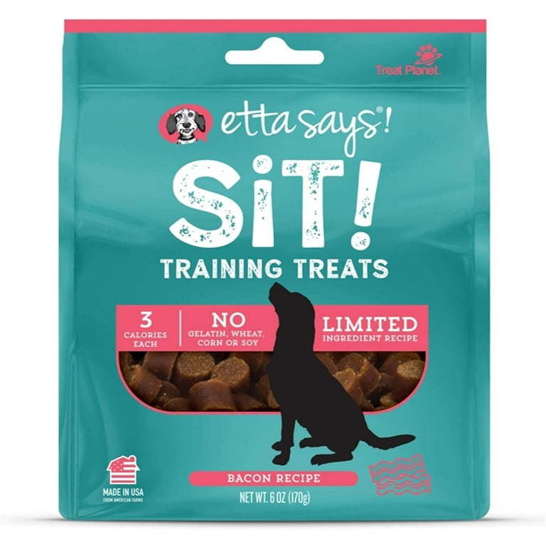 Etta Says Sit! Training Treats Snack con Tocino para Perros – 4 oz