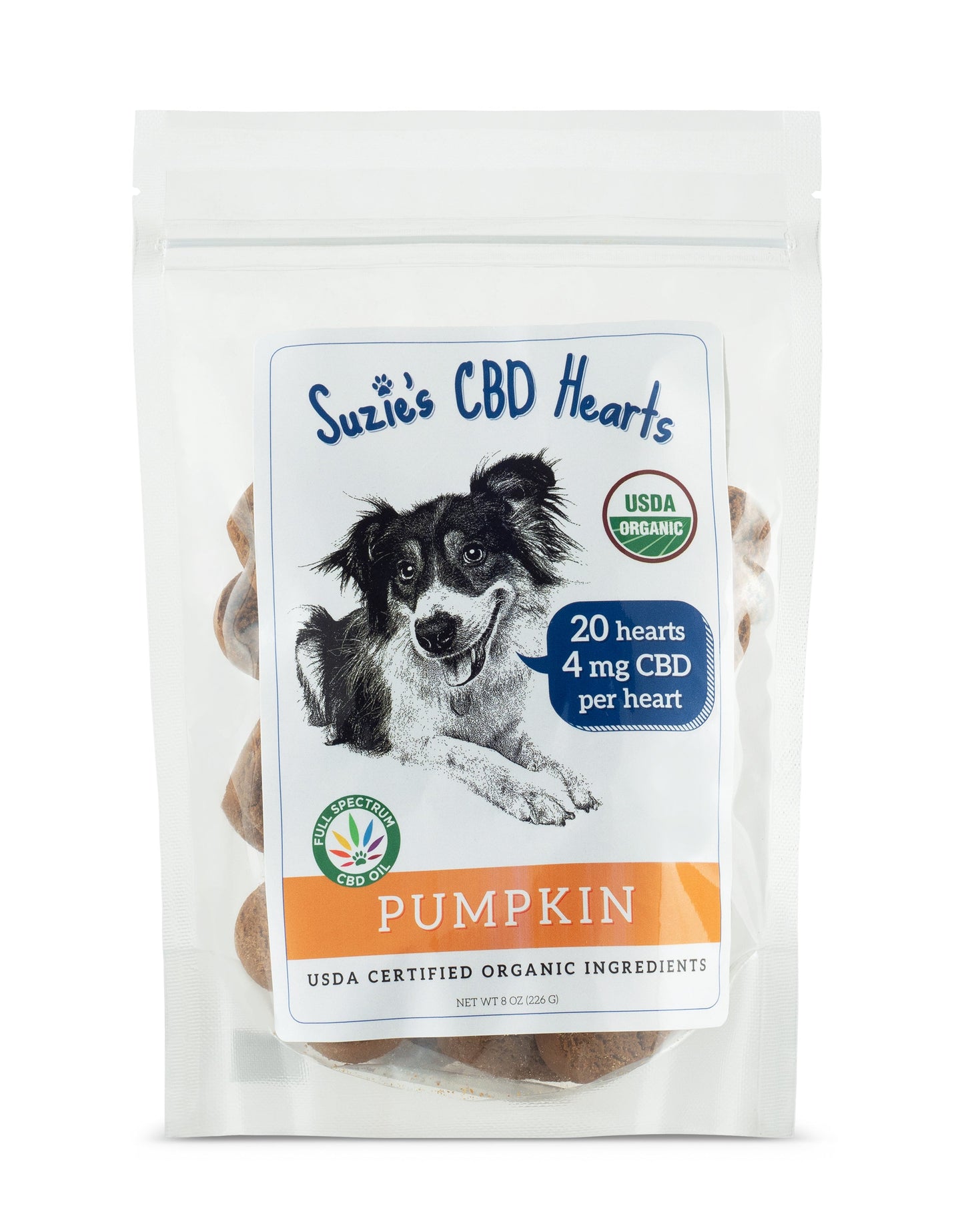 Suzie's Pumpkin CBD Treat Premios de Calabaza con CBD para Perros – 4 oz