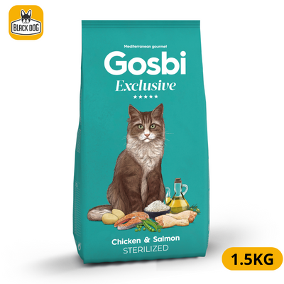 GOSBI EXCLUSIVE CAT CHICKEN & SALMON STERILIZED 1,5 Kg. - Black Dog Panamá 