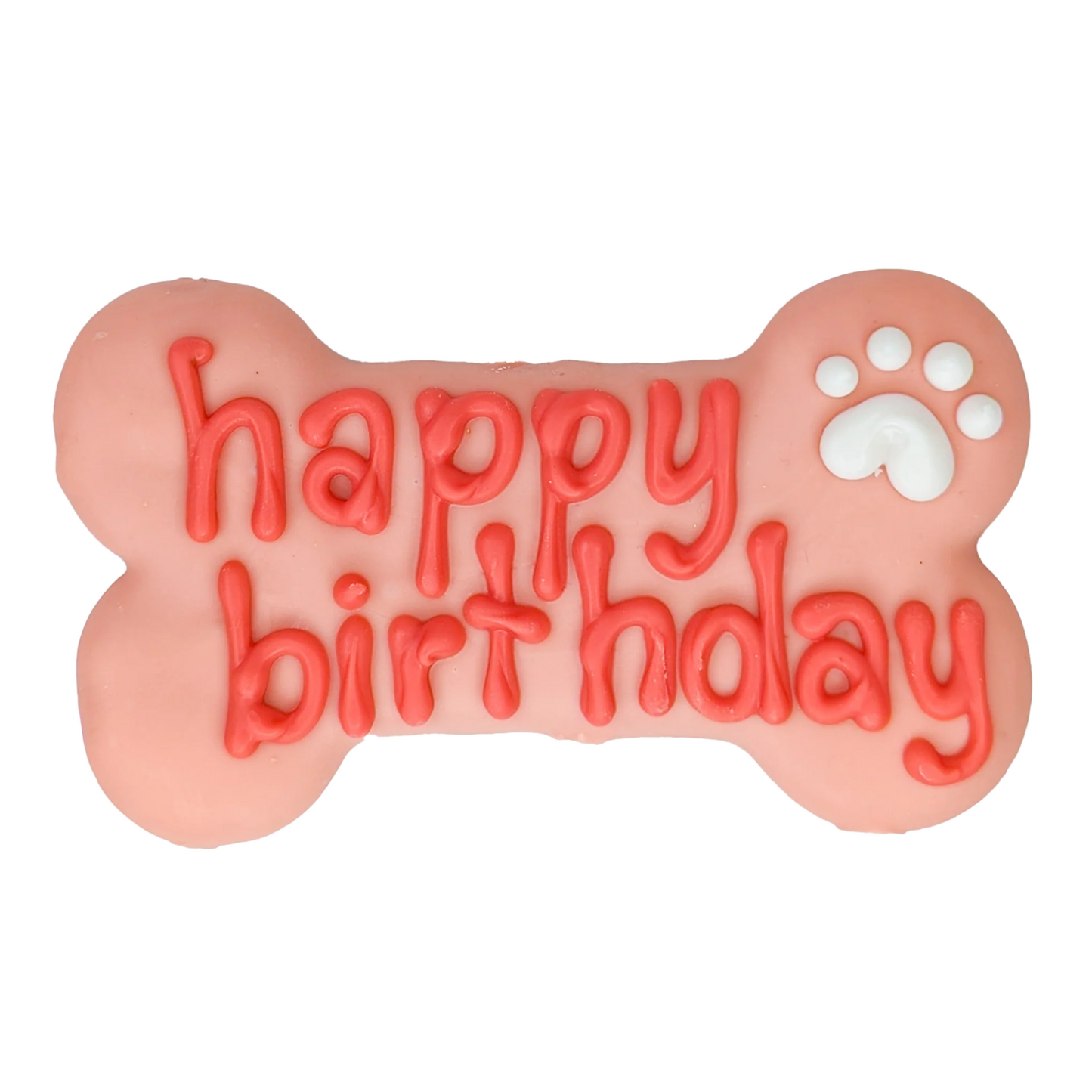 Bosco and Roxys Pink Happy Birthday Bone – 6"