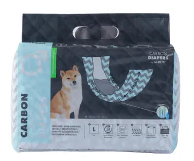 CARBON DIAPERS - Male Dog - (L) - 18 pcs - Black Dog Panamá 