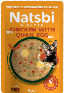 NATSBI CAT STEAMED CHICKEN WITH QUAIL EGG 80G - Black Dog Panamá 