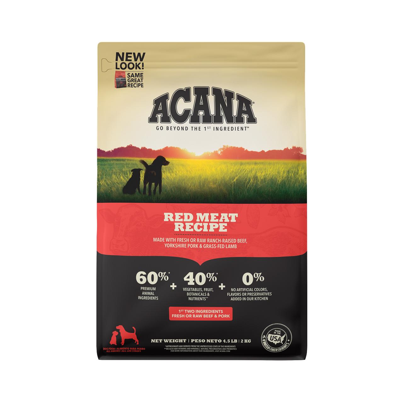 Acana Heritage Red Meats Alimento con Carnes Rojas para Perros - Todas las Razas - Sin Cereales - 4.5 lb