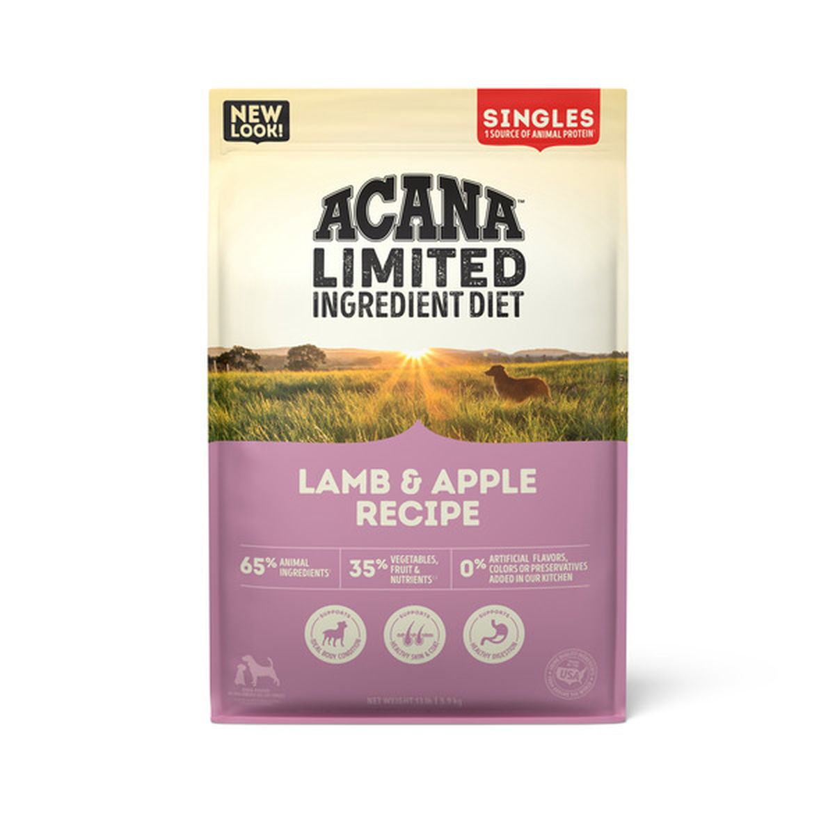 Acana Singles Lamb & Apple Alimento con Cordero y Manzana para Perros - Todas las Razas - Sin Cereales - 13 lb