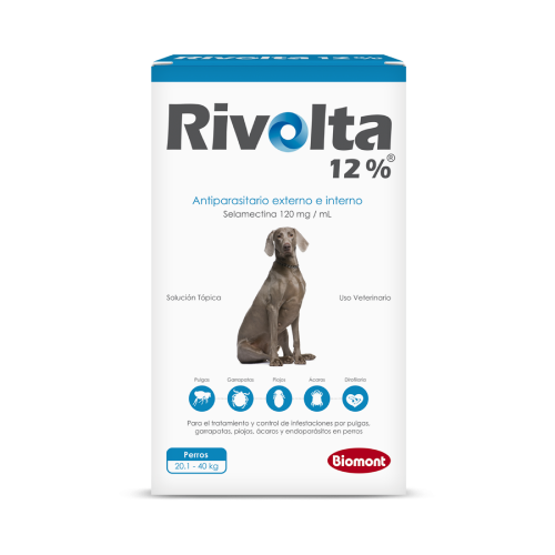 RIVOLTA AZUL 20.1-40KG - 12%X0.25ML (SELAMECTINA 120ML) - Black Dog Panamá 