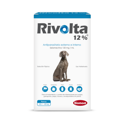 RIVOLTA AZUL 20.1-40KG - 12%X0.25ML (SELAMECTINA 120ML) - Black Dog Panamá 