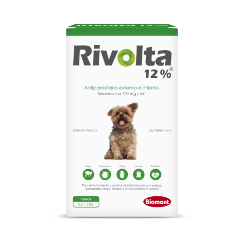 RIVOLTA VERDE 2.6-5KG-12%X0.25ML (SELAMECTINA 120MG) - Black Dog Panamá 