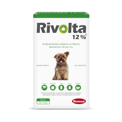 RIVOLTA VERDE 2.6-5KG-12%X0.25ML (SELAMECTINA 120MG) - Black Dog Panamá 