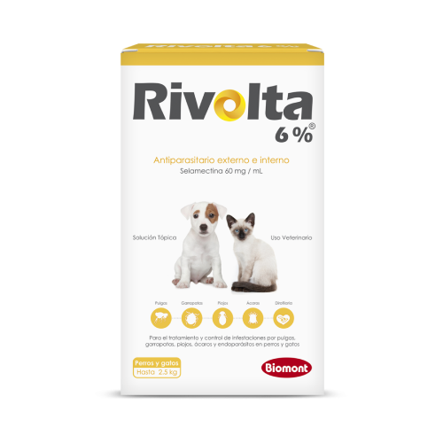 RIVOLTA AMARILLO HASTA 2.5KG-12%X0.25ML (SELAMECTINA 120MG) - Black Dog Panamá 