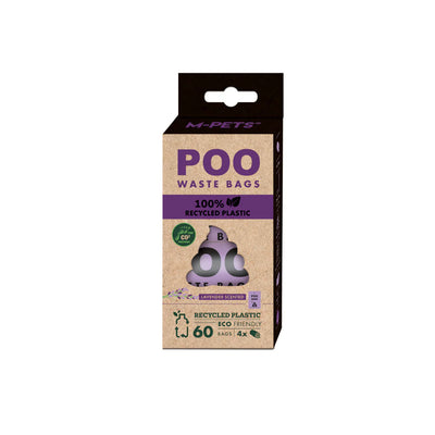 POO 100% Recycled Plastic Waste Bags (60 bags) - Lavender Scented 4 rolls - Black Dog Panamá 