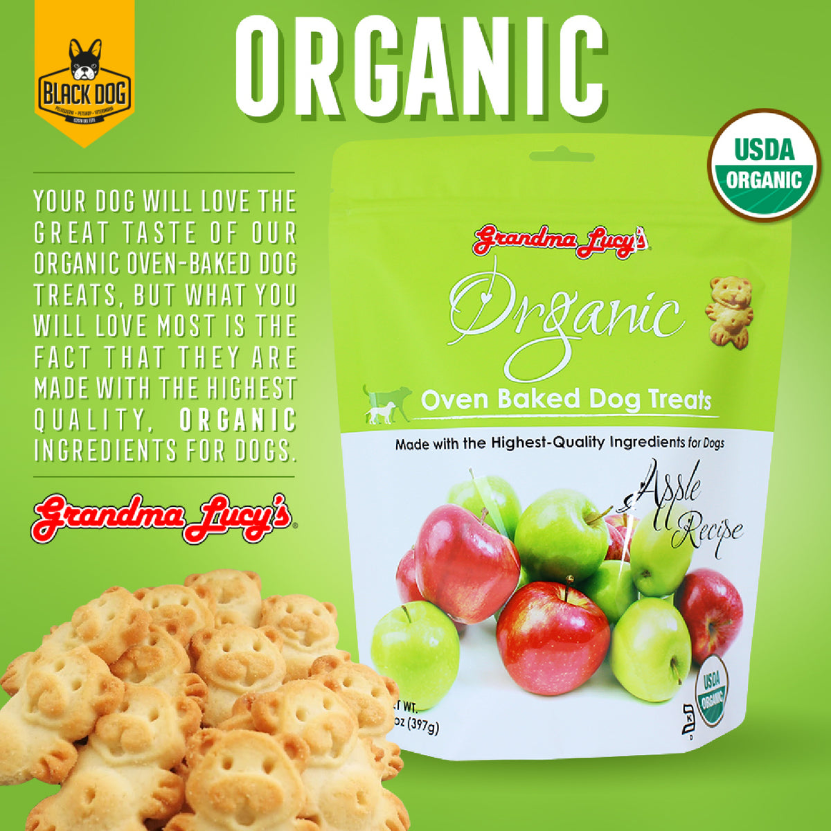 GRANDMA LUCY´S | Organic Baked Treats | Apple | 14 Oz - BlackDogPanama