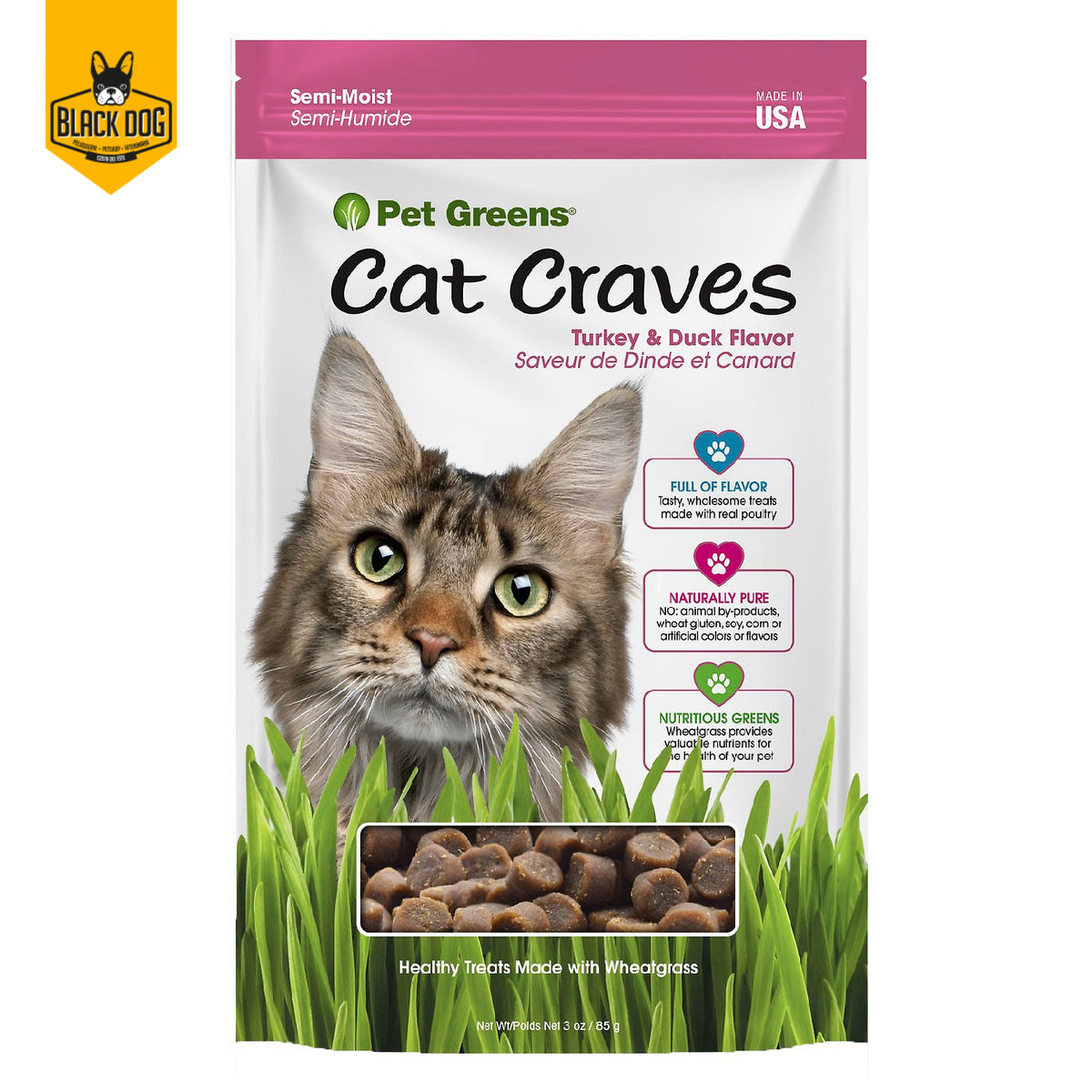 PET GREENS | Cat Craves Treats | 3oz | Chicken | Turkey &amp; Duck | Tuna | Salmon - BlackDogPanama