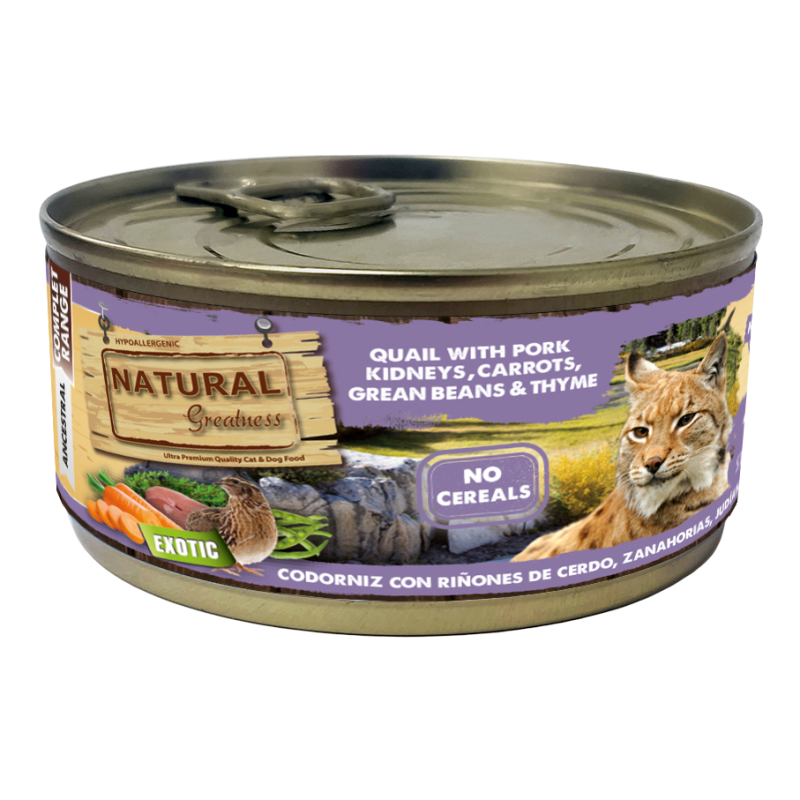 NGC CODORNIZ CON RIÑONES DE CERDO, ZANAHORIA, JUDIAS Y TOMILLO 170G (ESTERILIZADOS)- EXOTIC
