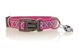 [COLPBS-M] DOOG COLLAR PINK WITH BLACK STARS MED