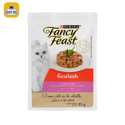 [387-1351] FANCY FEAST GOULASH TUNA POUCHS 85 GRAMOS
