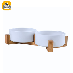 [10553799] OPERA Ceramic Bowls with Bamboo Stand 2x850 ml - White