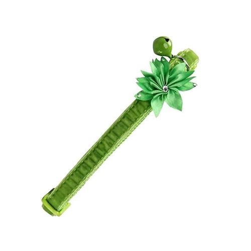 [28024] flower cat collar, green